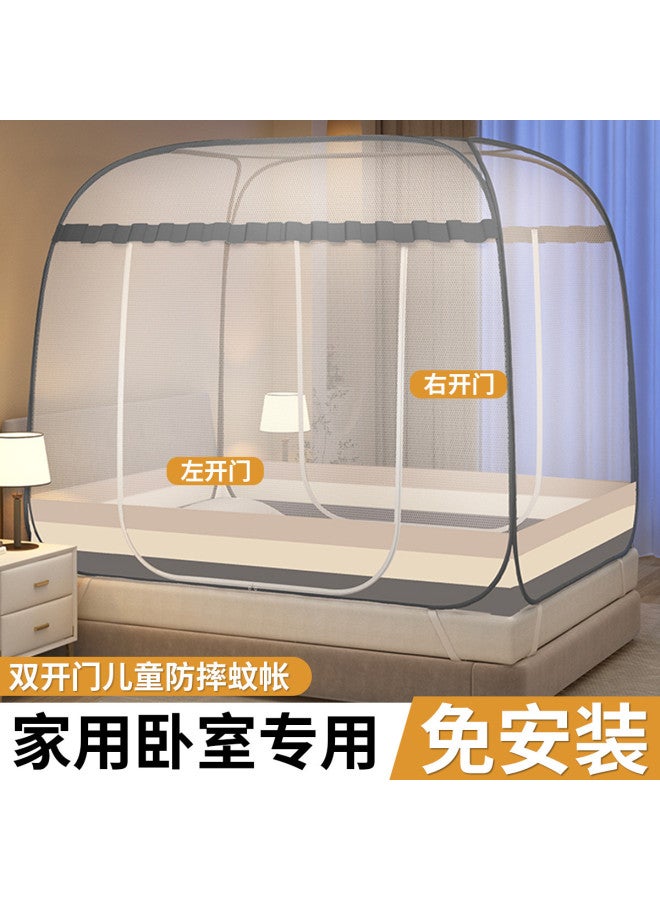 Red Bean Mosquito Net 1.8m Bed Double Household Yurt No Installation Printed Mosquito Net Double Door Dense Weave Thickened Reinforced Summer - Image 2